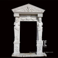 Classical white granite stone door frame surround with man statue